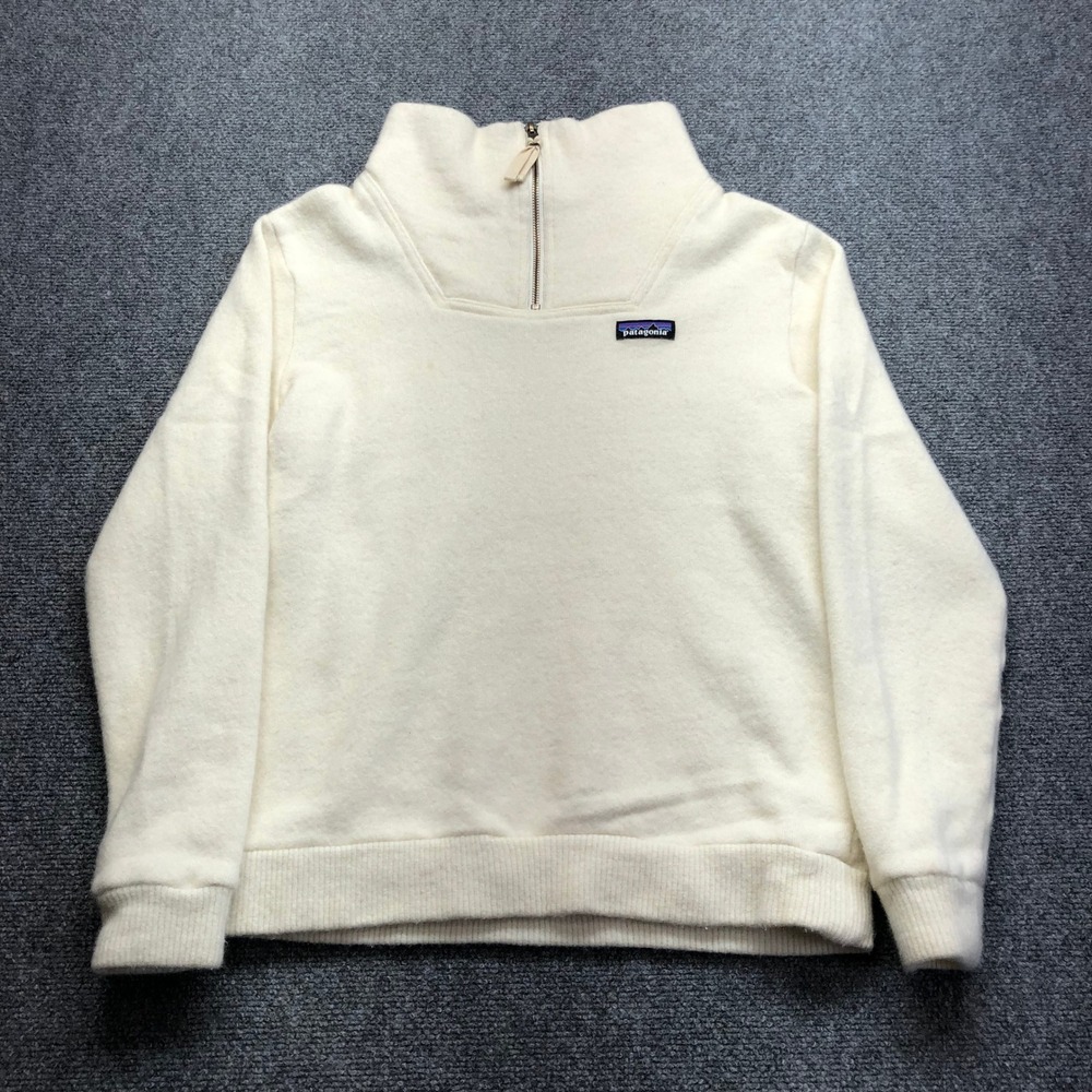 Patagonia Womens Better Sweater 1/4 Zip Fleece Pullover Cream Off White Size M